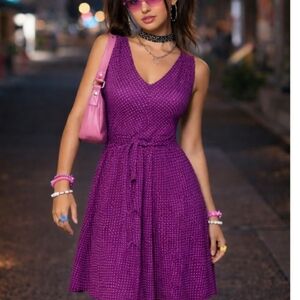 Loft Tie Waist Dress Above Knee Length